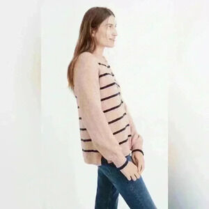 Madewell Pembury Henley Mockneck Sweater in Stripe, XXS